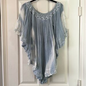 Jen’s Pirate Booty Cotton Gauze Top in Blue/White One Size